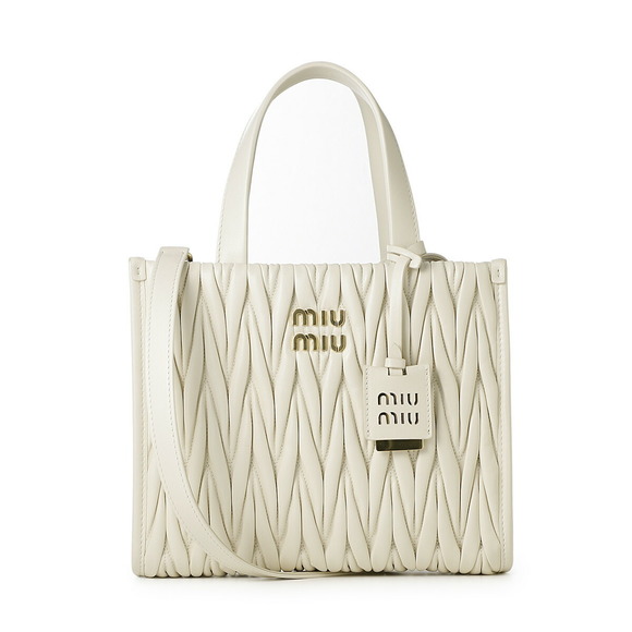 Miu Miu Matelassé Nappa Leather 2Way Tote Bag White - Picture 2 of 11
